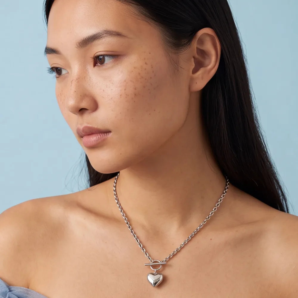 Belelle Amara Necklace worn silver