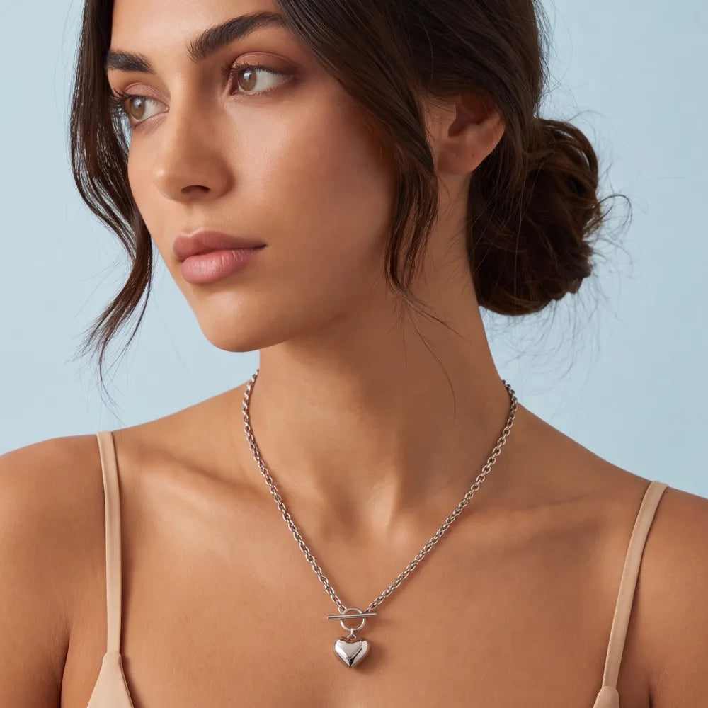 Belelle Amara Necklace on model silver