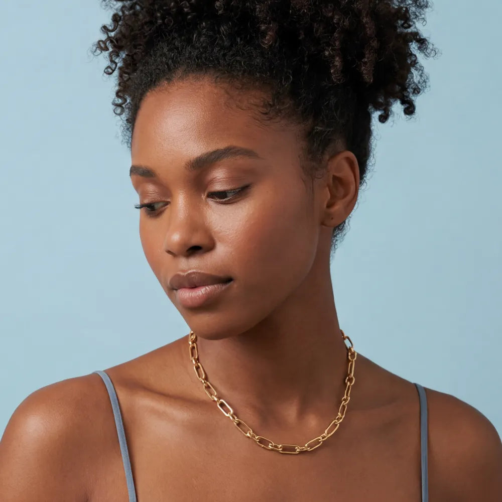 Alolde Link Necklace on model