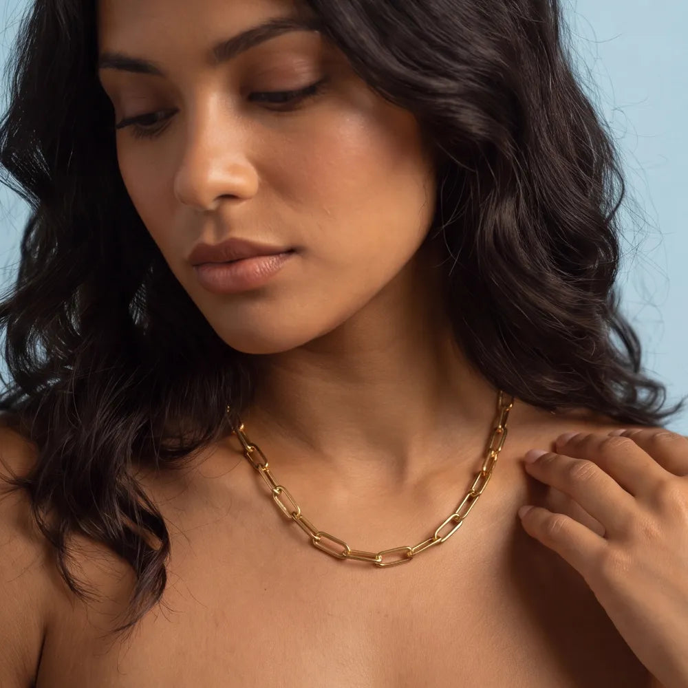 Helana Link Necklace on model