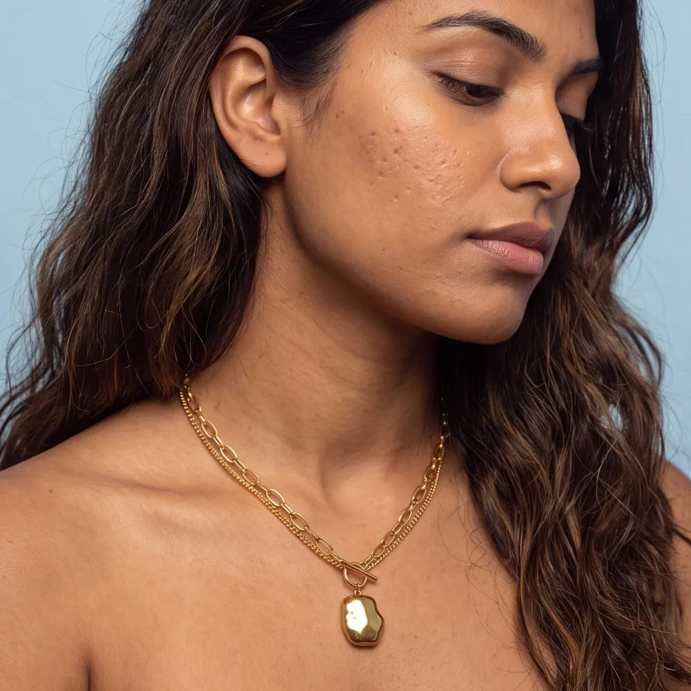 Genina Nugget Necklace on model